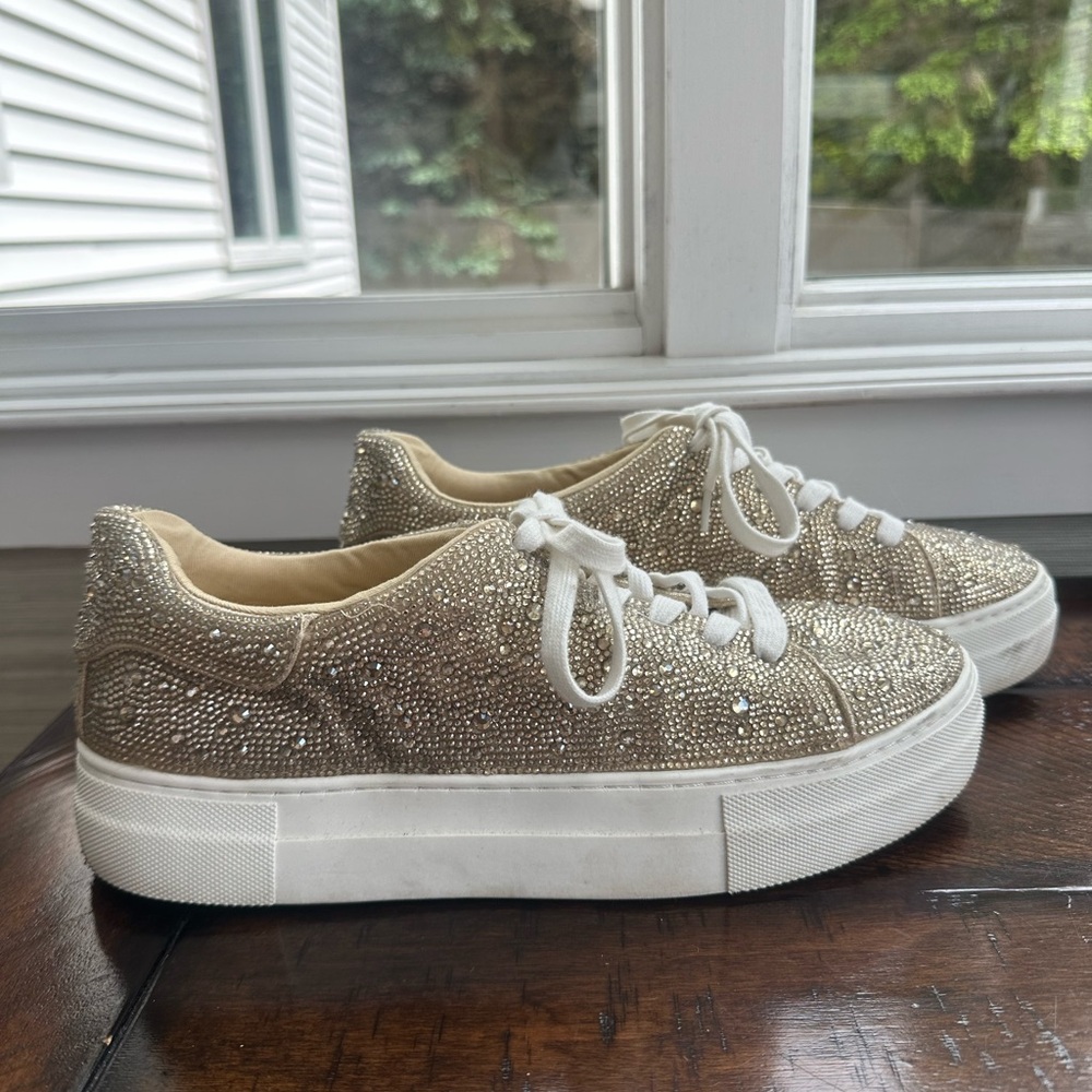 Women's Gold Bedazzled Sneakers